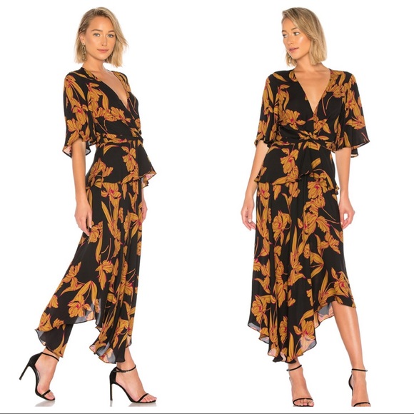 A.L.C. Dresses & Skirts - A.L.C. | Silk Black Floral Midi Dress Revolve Sz 8